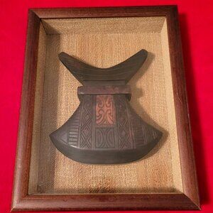 Tribal Wood Hand Carved Shadow Box Wall Decor Wooden Tool Display Art Vintage